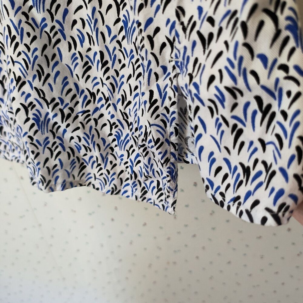 Lane Bryant Peasant Top Women 18/20 Black Blue White Print V Neck High Low Tunic - Picture 13 of 14
